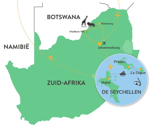 Rondreis twee weken Zuid Afrika en Seychellen | Malariavrij reizen